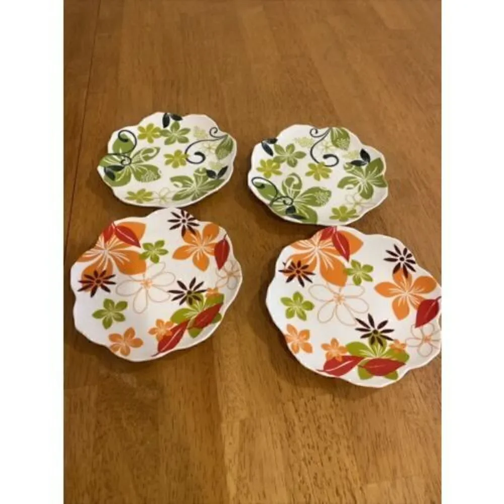 4 PIER 1 IMPORTS PORCELAIN WITH SCALLOP EDGE SAUCERS DIPPING DISHES 5.5 INCHES